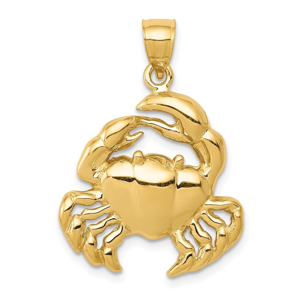 Million Charms 14k Yellow Gold Polished Crab Necklace Charm Pendant